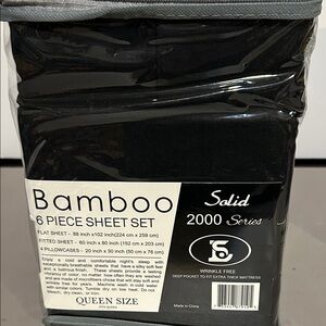 Solid Black Bamboo 6-Piece Sheet Set